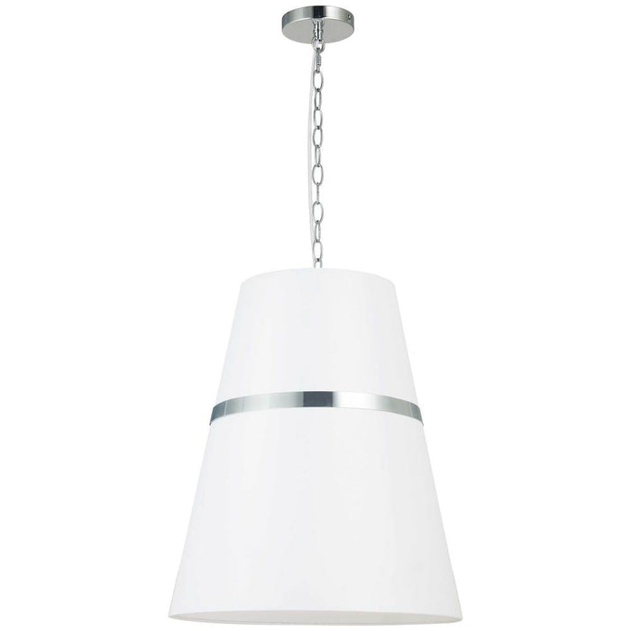  3 Light  Pendant, Pc W/ Wh Shade | SYM-183P-PC-WH