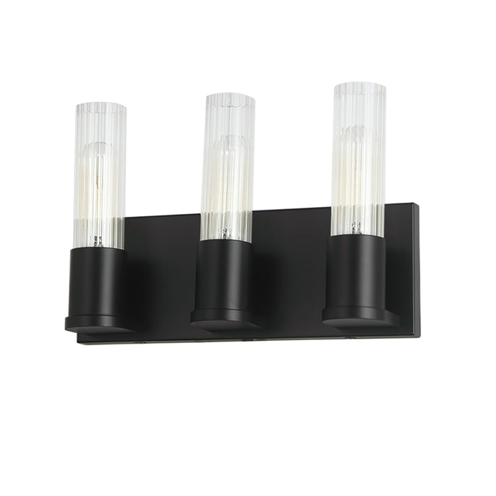  3 Light  Incandescent Vanity, Mb W/ Clr Fluted Glass | TBE-123W-MB