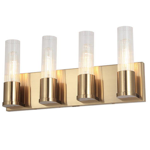  4 Light  Incandescent Vanity, Agb W/ Clr Fluted Glass | TBE-174W-AGB