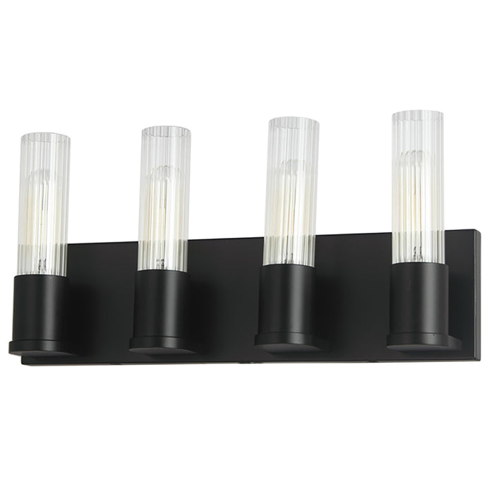  4 Light  Incandescent Vanity, Mb W/ Clr Fluted Glass | TBE-174W-MB