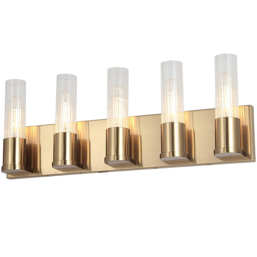 5 Lt Incandescent Vanity, Agb W/ Clr Fluted Glass | TBE-225W-AGB