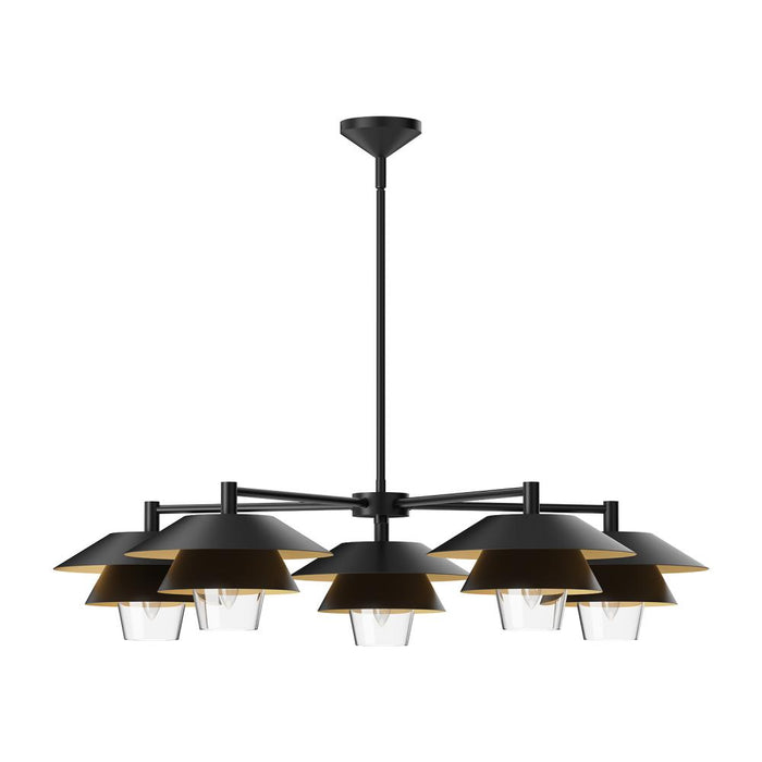 Alora Tetsu 38-in Matte Black/Clear Glass 5 Lights Chandeliers