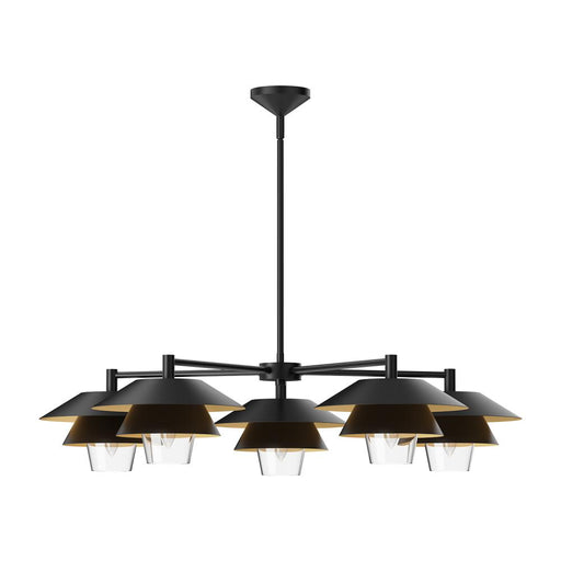 Tetsu 38-in Matte Black/clear Glass 5 Lights Chandeliers | CH475138MBCL