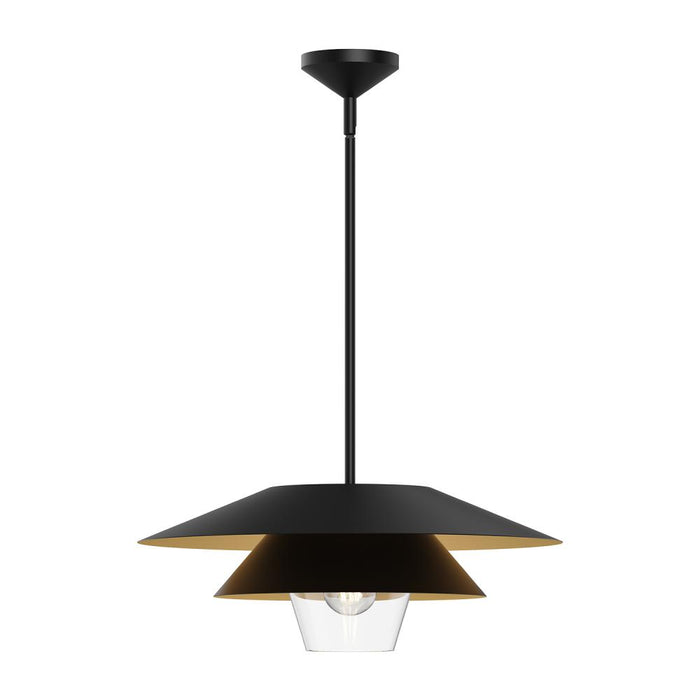 Tetsu 20-in Matte Black/clear Glass 1 Light Pendant | PD475120MBCL