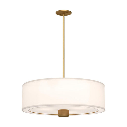 Theo 24-in Aged Gold/white Linen 3 Lights Pendant | PD547924AGWL