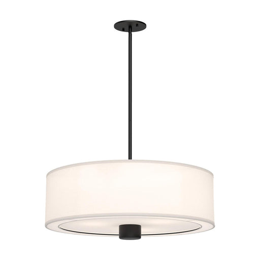 Theo 24-in Matte Black/white Linen 3 Lights Pendant | PD547924MBWL