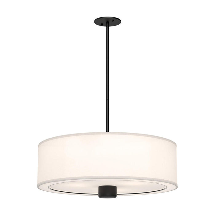 Theo 24-in Matte Black/white Linen 3 Lights Pendant | PD547924MBWL