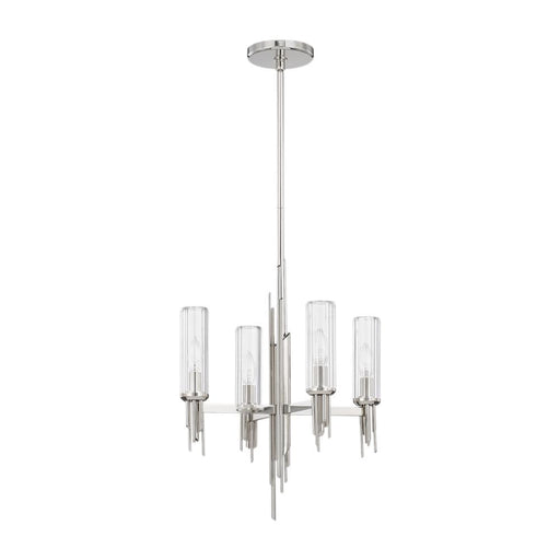 Alora Torres 18-in Polished Nickel/Ribbed Glass 4 Lights Chandeliers