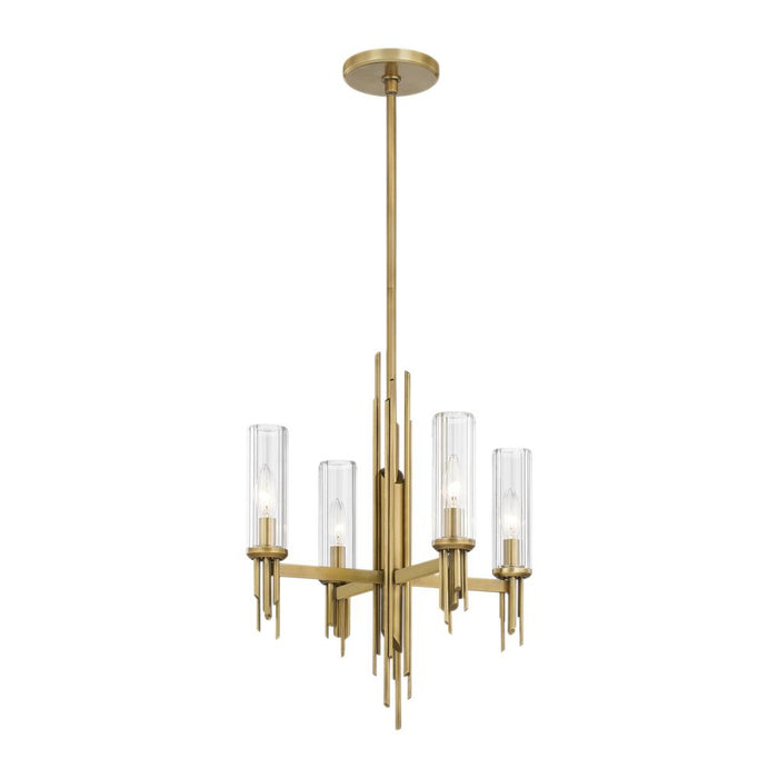 Alora Torres 18-in Ribbed Glass/Vintage Brass 4 Lights Chandeliers