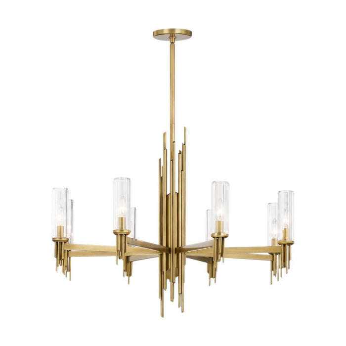 Torres 36-in Ribbed Glass/vintage Brass 8 Lights Chandeliers | CH335836VBCR