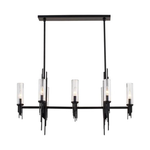Alora Torres 38-in Clear Ribbed Glass/Matte Black 8 Lights Linear Pendant