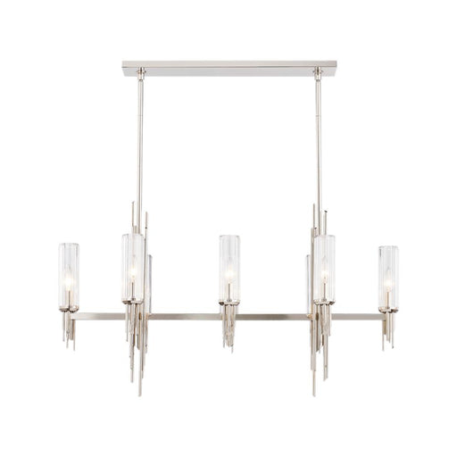 Alora Torres 38-in Polished Nickel/Ribbed Glass 8 Lights Linear Pendant