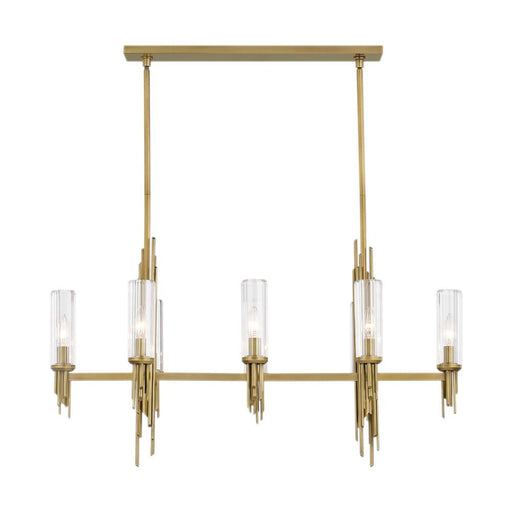 Alora Torres 38-in Ribbed Glass/Vintage Brass 8 Lights Linear Pendant