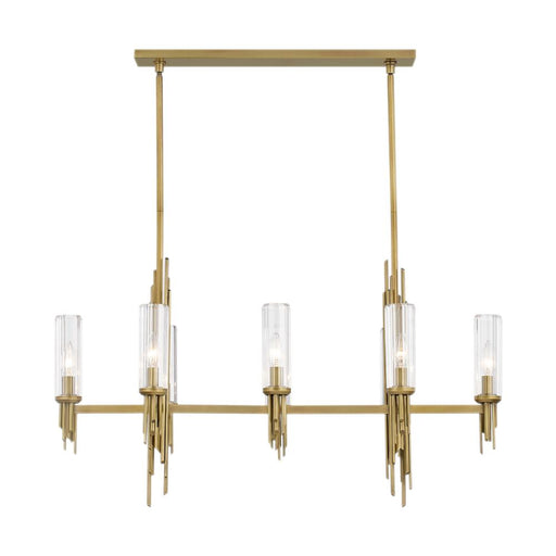 Torres 38-in Ribbed Glass/vintage Brass 8 Lights Linear Pendant | LP335838VBCR