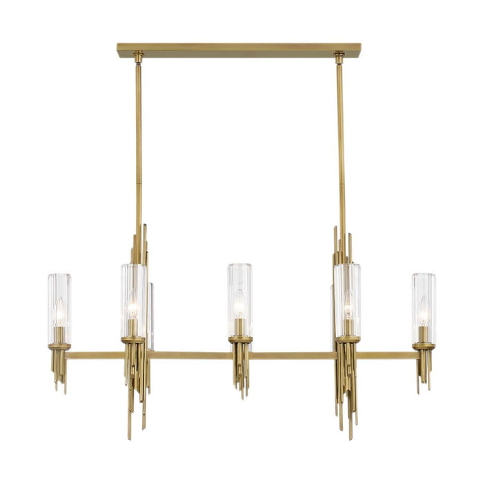 Torres 38-in Ribbed Glass/vintage Brass 8 Lights Linear Pendant | LP335838VBCR