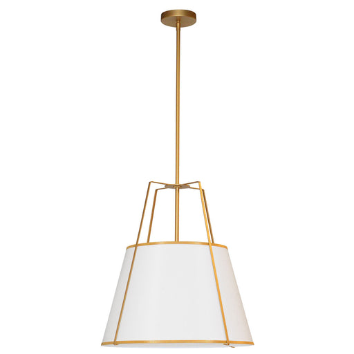 1lt Trapezoid Pendant, Gld With Wh Shade | TRA-1P-GLD-WH