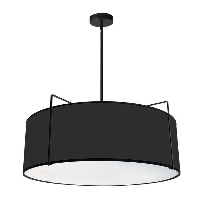  4 Light  Drum Pendant Bk Shade W/790diff | TRA-244P-BK