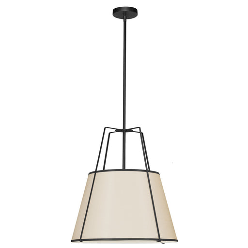 3 Light  Trapezoid Pendant Black/crm Shade W/ 790 Diff | TRA-331P-BK-CRM