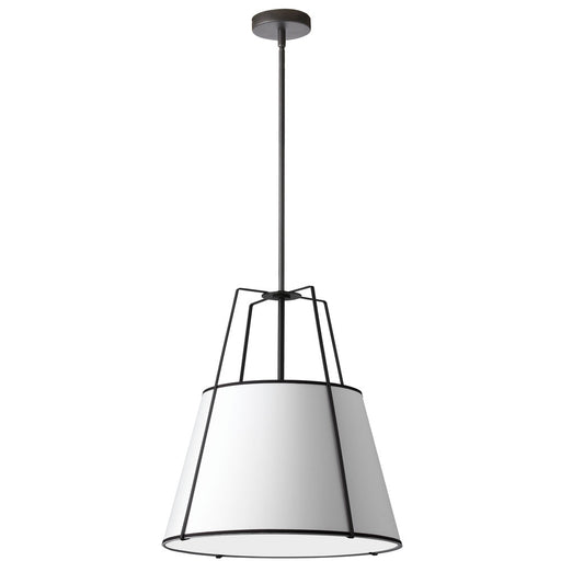 3 Light  Trapezoid Pendant, Mb With Wh Shade | TRA-331P-BK-WH