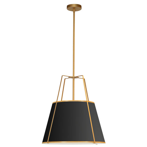  3 Light  Trapezoid Pendant Gld/bk Shade W/790diff | TRA-331P-GLD-BK