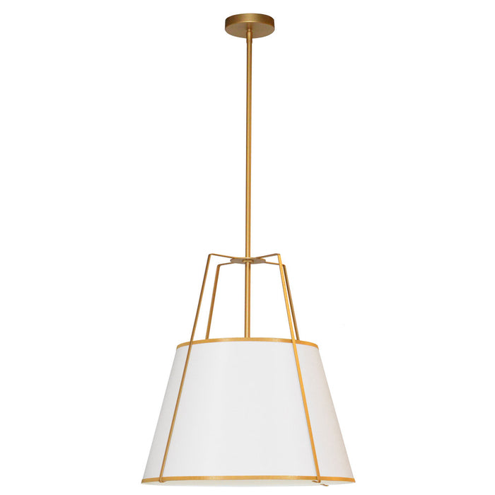  3 Light  Trapezoid Pendant, Gld With Wh Shade | TRA-331P-GLD-WH