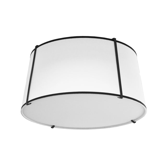  3 Light  Trapezoid Flush Mount, Mb With Wh Shade | TRA-3FH-BK-WH