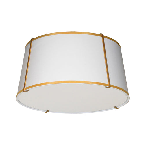  3 Light  Trapezoid Flush Mount, Gld With Wh Shade | TRA-3FH-GLD-WH