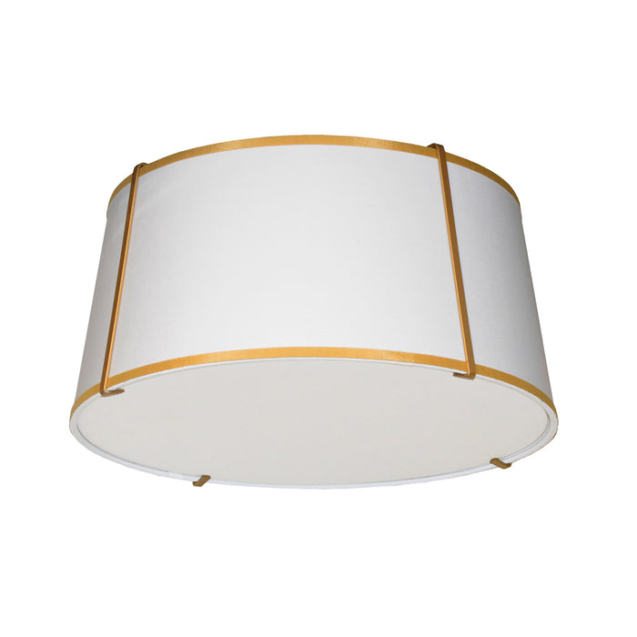 3 Light  Trapezoid Flush Mount, Gld With Wh Shade | TRA-3FH-GLD-WH