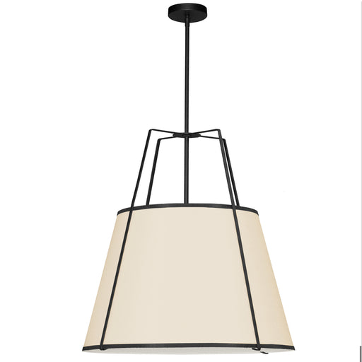  3 Light  Trapezoid Pendant Bk/crm Shade W/790 Diff | TRA-3P-BK-CRM