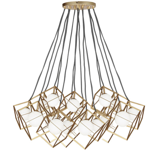 16 Light  Halogen Pendant, Gld With Wh Glass | TSN-16P-GLD