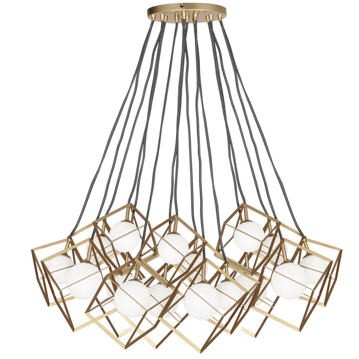 16 Light  Halogen Pendant, Gld With Wh Glass | TSN-16P-GLD