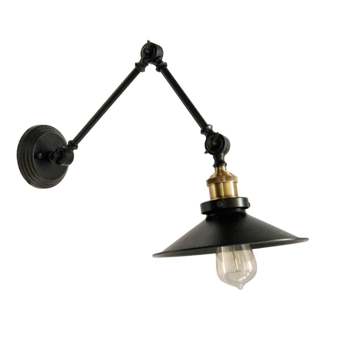 Dainolite 1 Light Incandescent Adjustable Wall Lamp, Blk finish