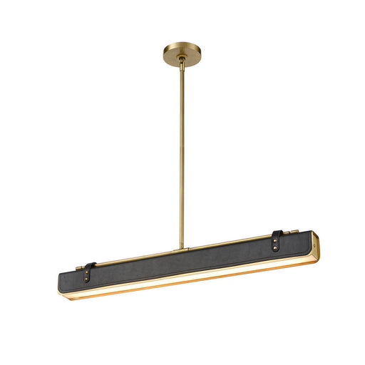 Valise 31-in Vintage Brass/tuxedo Leather Led Pendant | PD307931VBTL