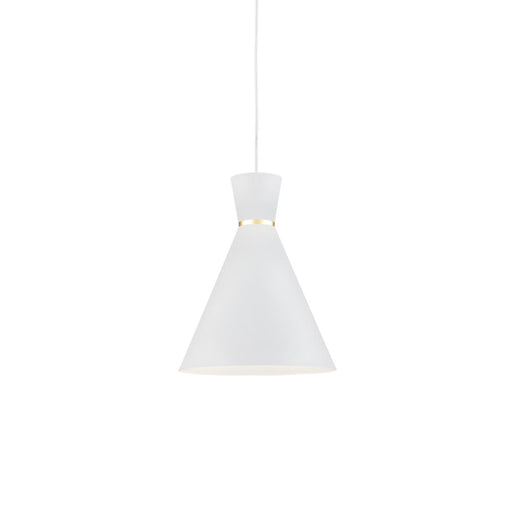 Vanderbilt 10-in White With Gold Detail 1 Light Pendant | 493210-WH/GD
