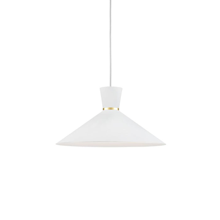 Vanderbilt 16-in White With Gold Detail 1 Light Pendant | 493216-WH/GD