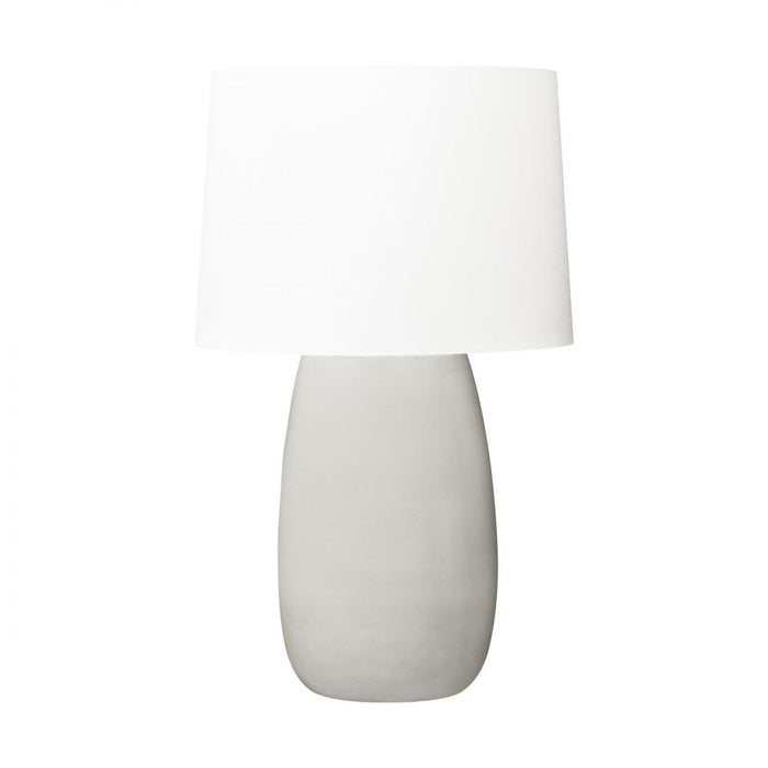 Barbara Barry Roma 1-light Table Lamp In Shellish Grey Finish With White Linen Fabric Shade | BT1081SHG1