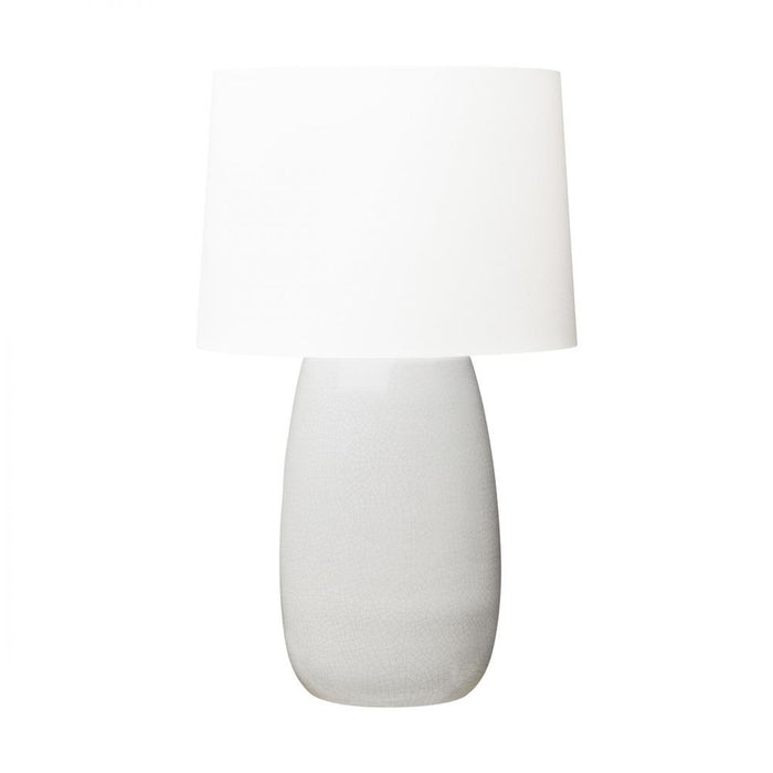 Barbara Barry Roma 1-light Table Lamp In White Crackle Finish With White Linen Fabric Shade | BT1081WHC1