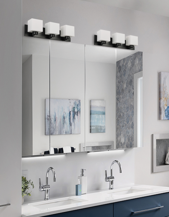  3 Light  Vanity, Mb W/ Wh Opal Glass | VED-223W-MB