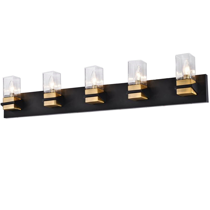  5 Light  Incandescent Vanity, Mb & Agb W/ Clr Glass | VER-405W-MB-AGB