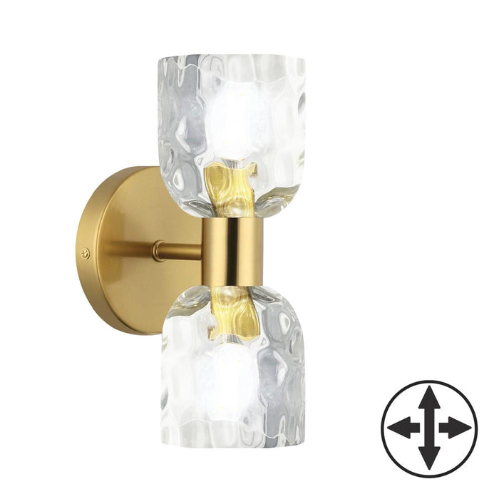  2 Light  Wall Sconce, Agb W/ Clr Water Glass | VLA-102W-AGB-CLR