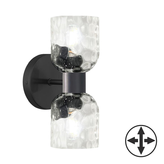  2 Light  Wall Sconce, Mb W/ Clr Water Glass | VLA-102W-MB-CLR