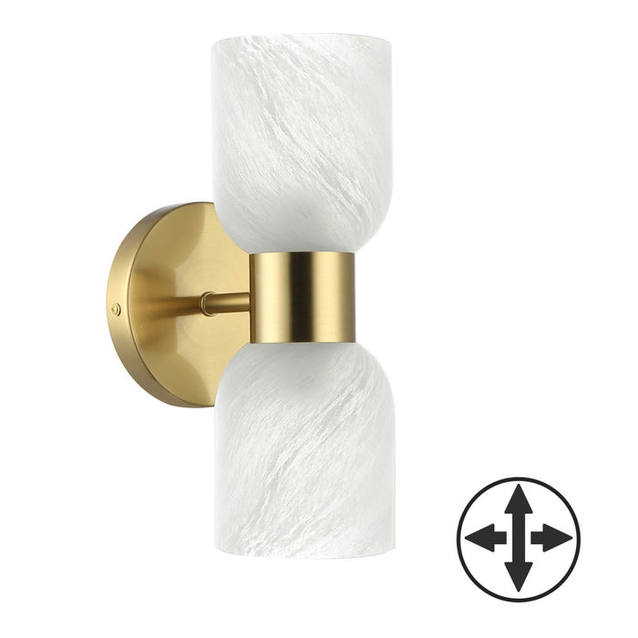 2 Light Wall Sconce, Aged Brass W/ Faux Alabaster | VND-102W-AGB-ALB