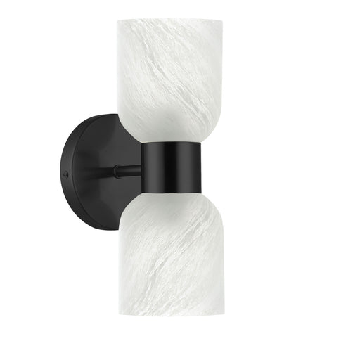 2 Light Wall Sconce, Matte Black W/ Faux Alabaster | VND-102W-MB-ALB