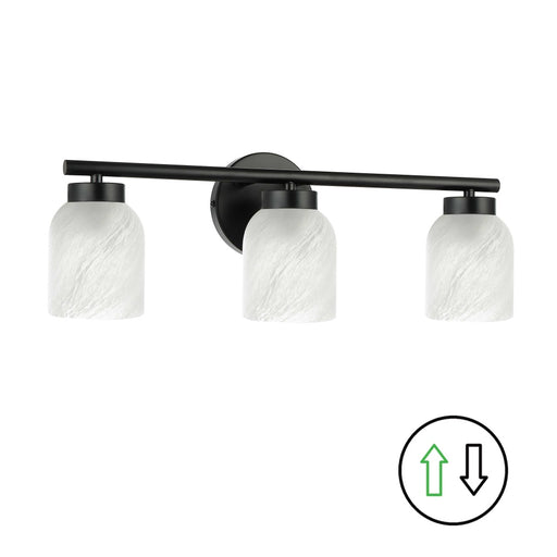 3 Light Vanity, Matte Black W/ Faux Alabaster | VND-213W-MB-ALB
