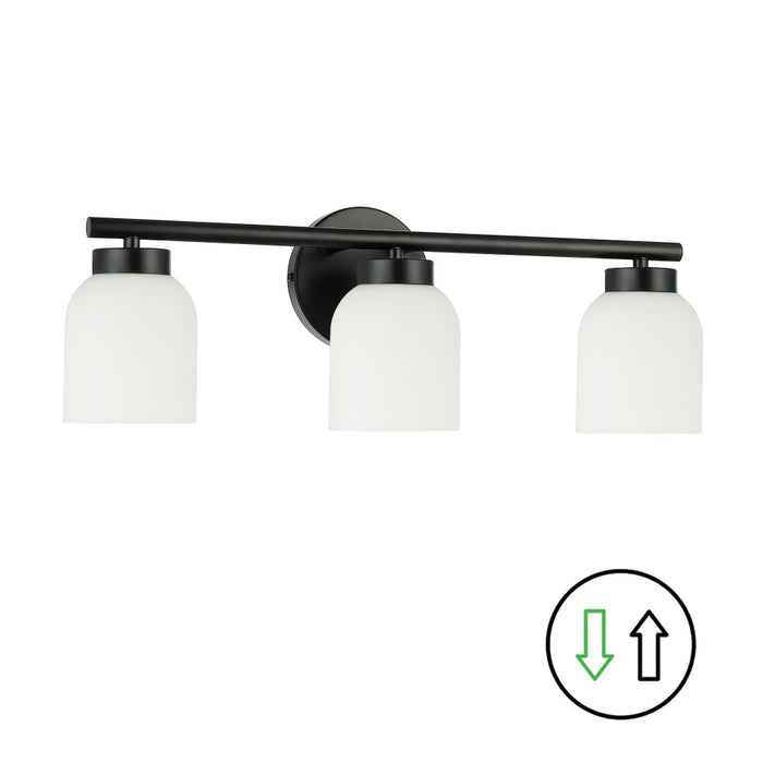  3 Light  Vanity, Mb W/ Opal Glass | VND-213W-MB