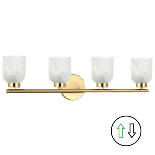 4 Light Vanity, Aged Brass W/ Faux Alabaster | VND-294W-AGB-ALB