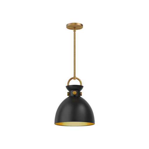 Waldo 11-in Aged Gold/matte Black 1 Light Pendant | PD411311AGMB