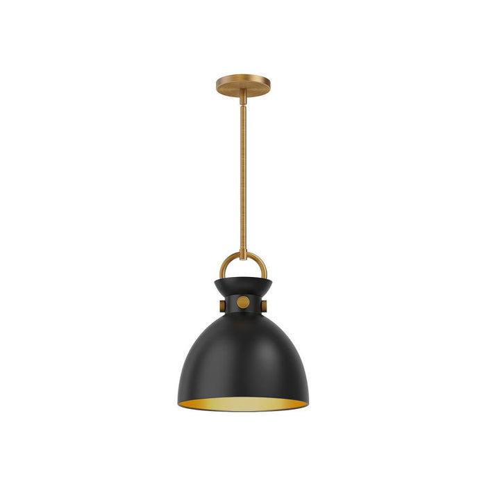 Waldo 11-in Aged Gold/matte Black 1 Light Pendant | PD411311AGMB