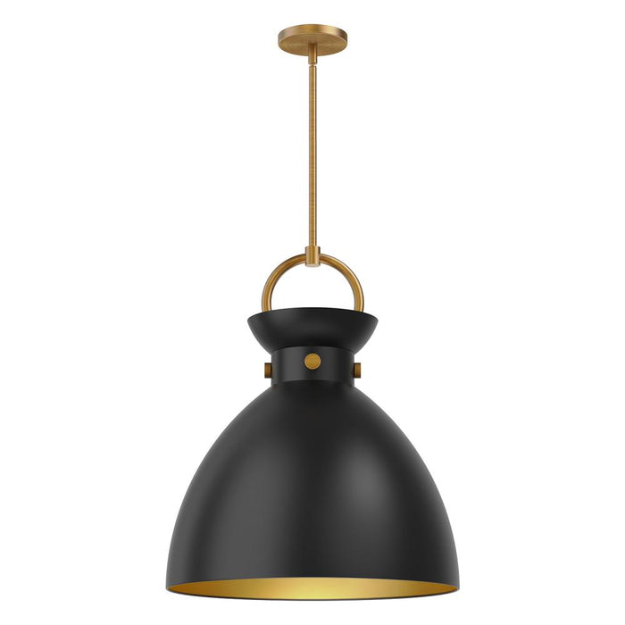 Waldo 18-in Aged Gold/matte Black 1 Light Pendant | PD411318AGMB