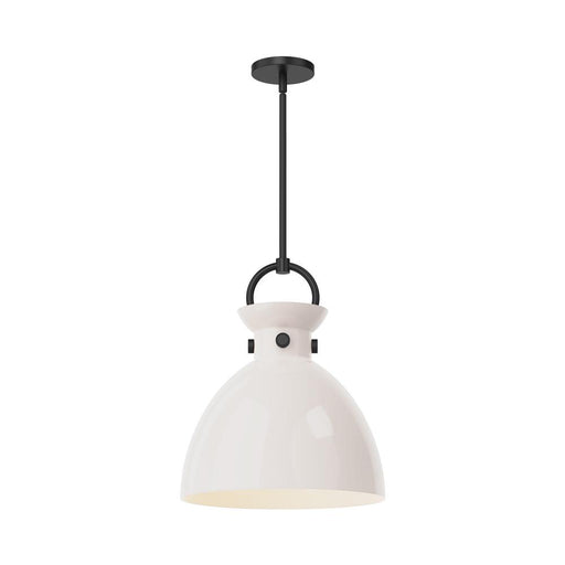 Waldo 14-in Matte Black/glossy Opal Glass 1 Light Pendant | PD411814MBGO